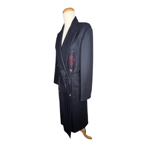 Ralph Lauren Womens Wool Blend Belted Trench Coat With Monogram Patch Size 10 - Picture 2 of 9